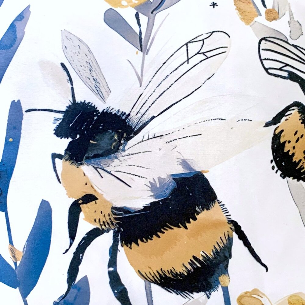 18" Sq Wildflower Meadow Flower Floral Bees Bumblebees Decorative Pillow Cover - Picture 3 of 6